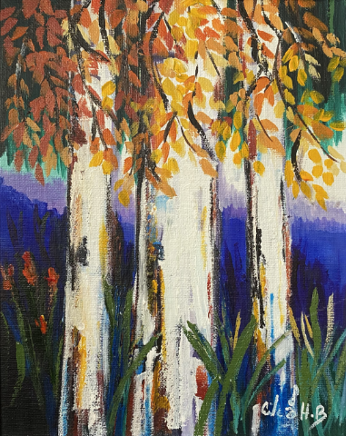 Autumn Birch in Blue